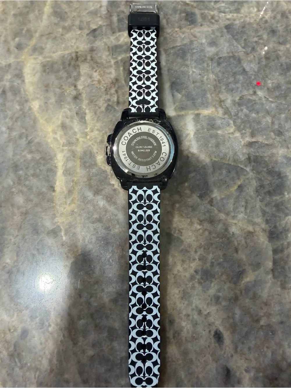 Coach Men’s Black Silicone Strap Watch with Silver Dial Accents